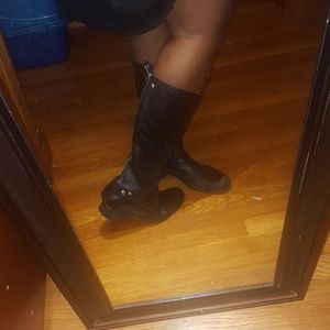 B.o.c brand black leather upper tall boots